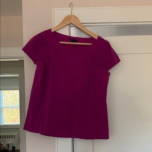 Theory Fuchsia Short Sleeve Blouse